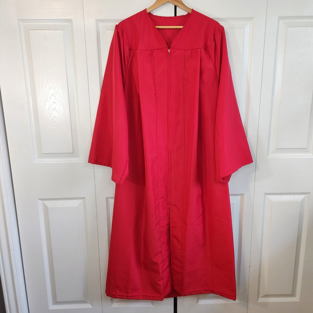 Herff Jones‎ Red Graduation Gown Robe 5ft 9in to 5ft 10in Matte Polyester USA